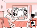 La familia de Nia celebra el cumpleaños número 14 de Nia.