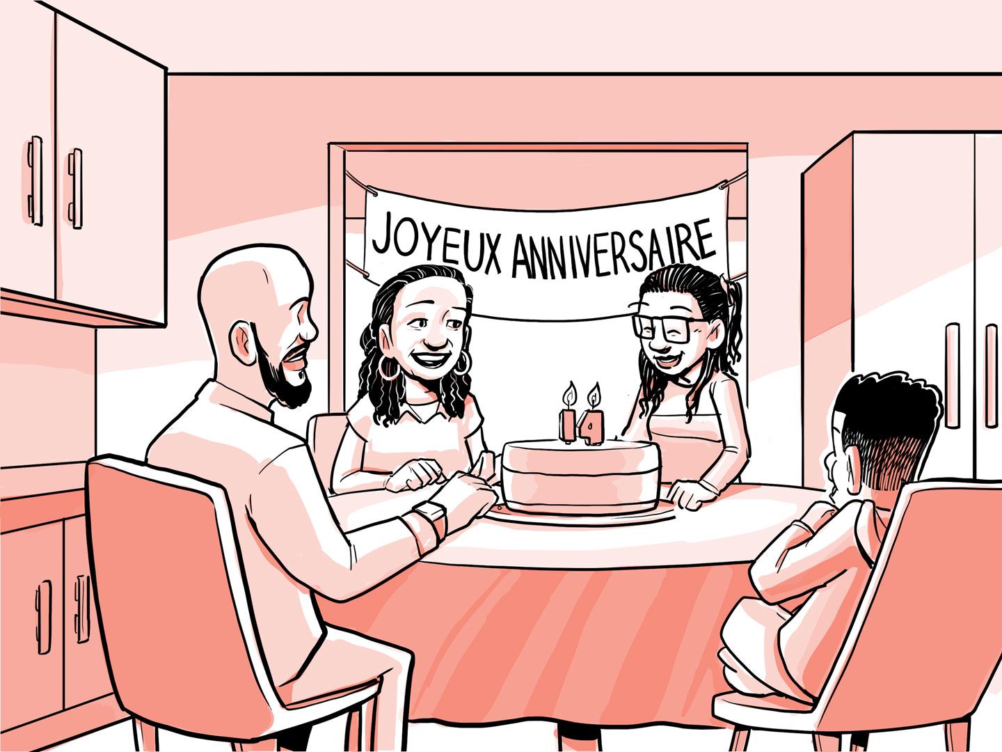 La famille de Nia fête ses 14 ans.