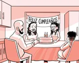 La familia de Nia celebra el cumpleaños número 14 de Nia.
