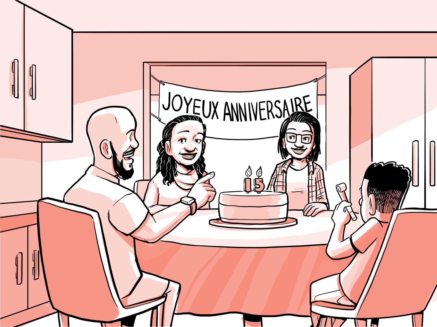 La famille de Nia fête ses 15 ans.