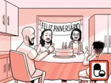 A família de Nia comemora o 15.º aniversário dela.