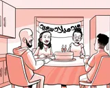 تحتفل عائلة نيا بعيد ميلادها التاسع عشر.