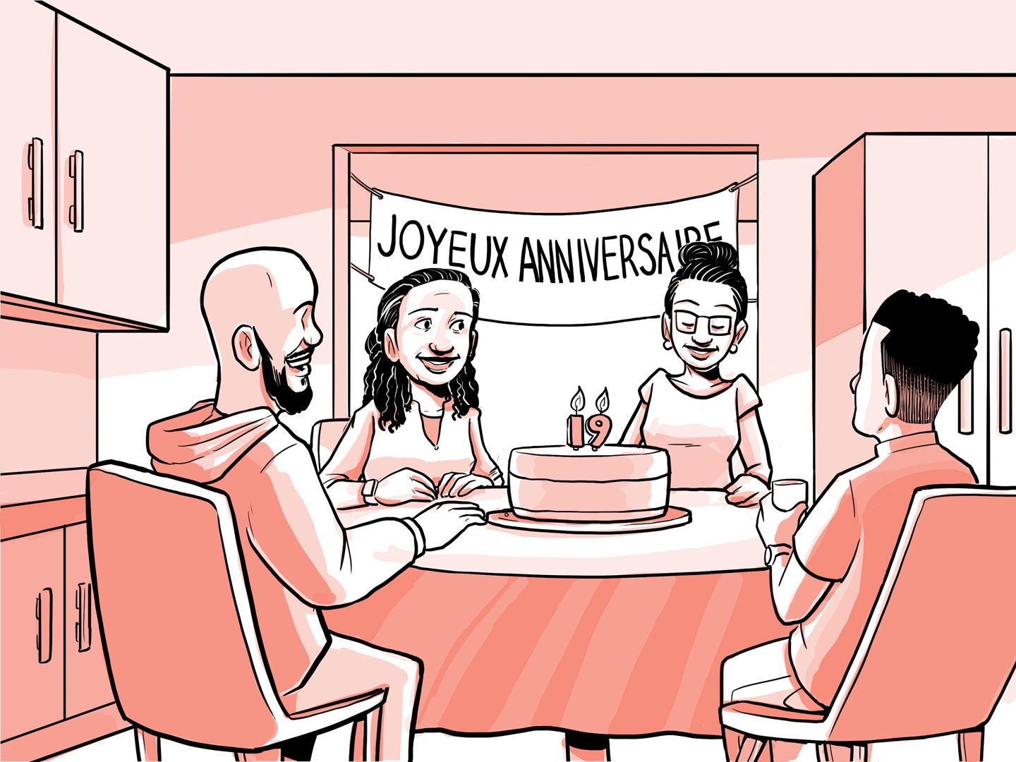 La famille de Nia fête ses 19 ans.