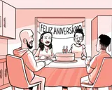 A família de Nia comemora o 19.º aniversário dela.
